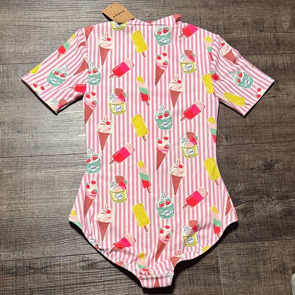 Mini Boden Pink Striped Ice Cream Swimsuit - Picture 8 of 9